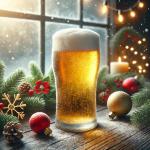 DALL·E 2024-12-22 16.17.54 - A photorealistic image of a freshly poured beer in a tall, frosty glass, with golden liquid and a thick white foam head. The beer is placed on a woode.webp